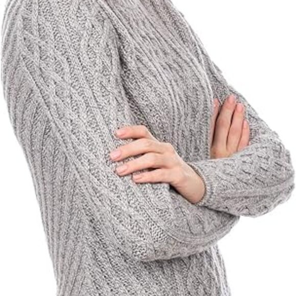 SAOL Grey Women Aran Tunic Sweater Women Sizes70% Acrylic/30% Wool $90 NWT - Picture 2 of 6
